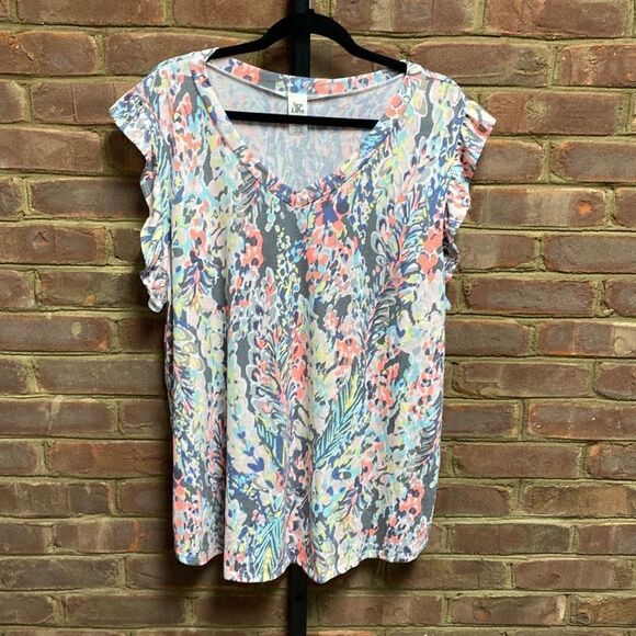 Sew in Love Multi Ruffle Sleeve Top Size 3X NEW - Picture 2 of 5